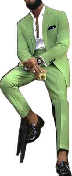 Fitted Green Three-piece Suit For Party, Green Tuxedo Party Set, Green Fitted Double Breasted Tuxedo, Green Three-piece Suit With Notch Lapel For Party, Green Notch Lapel Suits For Party, Green Notch Lapel Three-piece Suit For Party, Tailored Green Sets For Summer, Tailored Green Summer Set, Wedding Suit Men