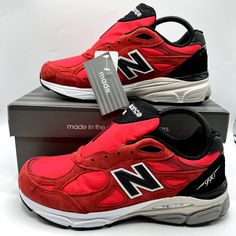 Red Newbie 990v3 In Excellent Condition Worn A Handful Of Times.. Very Comfortable Shoes Just Ready For Some Different Questions? Leave A Comment Below! Red Low-top Sneakers For Marathon, Breathable Red Sneakers For Marathon, Red Breathable Sneakers For Marathon, Red Sporty Sneakers For Running, Red Sporty Sneakers For Marathon, Red New Balance Sneakers With Boost Midsole, Red Sneakers With Rubber Sole For Errands, Red Running Shoes With Boost Midsole For Marathon, Red Sneakers With Air Max Cushioning For Running Errands