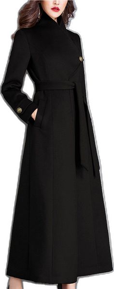 Elegant Long Sweater Coat, Elegant Long Solid Color Sweater Coat, Elegant Long Wool Coat Solid Color, Elegant Long Wool Coat In Solid Color, Elegant Long Sweater Coat For Winter, Elegant Long Black Sweater Coat, Long Sweater Coat For Formal Occasions, Long Wool Coat For Fall, Coat Plus Size