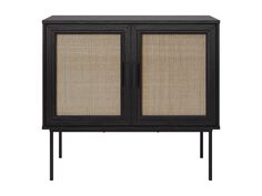 Black accent dining cabinet with sleek design, featuring gold handles and ample storage space. Black Accent Cabinet, Lattice Door, Dining Cabinet, Patio Storage, Patio Bar Set, Patio Swing, Cabinet Accessories, Mattress Box Springs, Patio Sectional