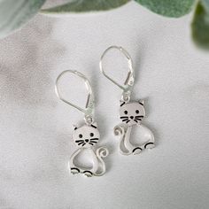 Sitting Kitty Sterling Earrings Affordable Novelty Cat Design Jewelry, Elegant Cat Ears Jewelry With Cat Design, Silver Cat Design Jewelry With Cat Ears, Silver Cat Ears Jewelry, Elegant Silver Cat Design Earrings, Hypoallergenic Silver Cat Ears Jewelry, Dainty Silver Jewelry With Cat Design, Hypoallergenic Silver Cat Ears Earrings, Cute Silver Cat Design Earrings