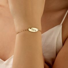 Elevate your accessory game with our exquisite Personalized Name Bracelet With Heart.  Orders; It is carefully produced by NisPersonalized. "MATERIAL"   -- 100% 925k Sterling Silver - This solid, precious metal is a classic that lasts forever. While it may darken over time, with continuous care and an occasional, it's as good as new. -- 18K Gold Plated - For those with an eye for striking gold, our gold jewelry uses sterling silver as a base and is plated with a durable and thick layer of 18-kar Chain Bracelet With Engraving Option For Gift, Friendship Nameplate Bracelets For Mother's Day, Friendship Bracelets For Mother's Day With Nameplate, Mother's Day Friendship Bracelets With Nameplate, Mother's Day Friendship Bracelet With Nameplate, Nameplate Jewelry For Friendship, Engravable Bracelet Jewelry Gift, Adjustable Nameplate Jewelry With Engraving Option, Engraved Nameplate Charm Bracelet For Gift