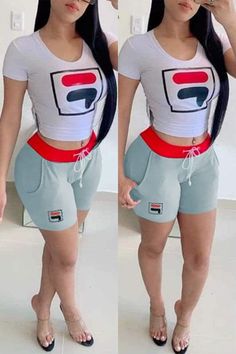 • Free Shipping Worldwide• 30 Days Return and Exchange• 100% Money-Back Guarantee Size(in) US Bust Hip Waist Tops Length Shorts Length S 6-8 34.7  36.2  27.6  18.1  15.4  M 8-10 36.2  37.8  29.1  18.5  15.8  L 10-12 37.8  39.4  30.7  18.9  16.1  XL 12-14 39.4  40.9  32.3  19.3  16.5  2XL 16 40.9  42.5  33.9  19.7  16.9 Casual Sports Shorts With Letter Print, Gray Sports Shorts For Summer, Casual Gray Athletic Shorts For Summer, Summer Short Activewear With Letter Print, Gray Summer Sports Shorts, Gray Summer Bottoms With Letter Print, Summer Sportswear Shorts With Letter Print, Gray Athletic Shorts For Summer, Casual Grey Athletic Shorts For Leisure