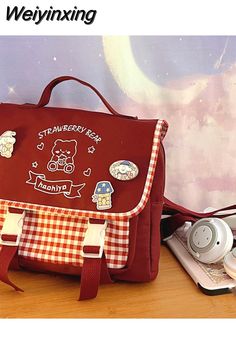 Weiyinxing Japanese Style JK Uniform Backpacks Kawaii Bear Embroidery Women Shoulder Bag 4 Colors Zipper Bag Female with Cartoon Badge – weiyinxing Kawaii School, Kawaii Bear, Strawberry Bear, Bento Box Kids, Otaku Room, Bear Embroidery, Jk Uniform, Casual Tote Bag, Backpack Pattern