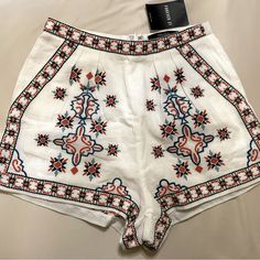 Nwt Embroidered Shorts Size Small Fits More Like A 2 Brand Forever 21 Trendy Embroidered Summer Bottoms, Casual Embroidered Shorts For Summer, Casual White Embroidered Shorts, Embroidered Summer Bottoms For Day Out, Embroidered Bottoms For Summer Day Out, Summer Vacation Bottoms With Floral Embroidery, Embroidered Bottoms For Spring Day Out, Spring Embroidered Bottoms For Day Out, Floral Embroidered Bottoms For Summer Vacation