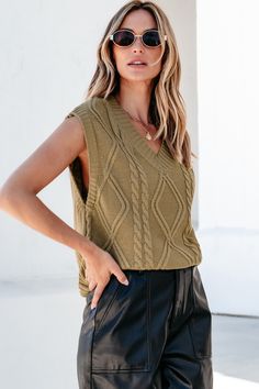 The Khaki Cable Knit V-Neck Vest is your new go-to for looking effortlessly cool and cozy. It’s like your favorite sweater, but with a little extra attitude. Product code: CAA06E4J001HH Features:  Knit V-neckline Sleeveless Wash Method: Regular Wash Material: 100%ACRYLIC. Sweater Sleeveless, Make Memories, Favorite Sweater, Sleeveless Sweater, V Neck Sweater, Vneck Sweater, Cable Knit, Neck Sweater, Cardigans