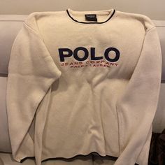 Vintage Hundred Percent Cotton Ralph Lauren, Men’s Pullover. Very Good Condition Great Boyfriend Cozy Sweater Or Men’s Sweater Beige Crew Neck Polo Sweater, Casual Cream Polo Sweater, Cream Cotton Long Sleeve Polo Sweater, White Crew Neck Polo Sweater Casual, Casual Cream Crew Neck Polo Sweater, Casual Cream Polo Sweater With Ribbed Collar, Casual Cream Cotton Polo Sweater, Cream Long Sleeve Sweater, Great Boyfriend