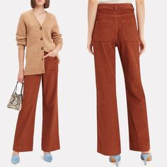 Pre-Owned, Good Gently Used Condition Retails $490 Ulla Johnson Cord Pants Trousers Wide Leg Super High Rise / Waisted A Brown / Orange Copper Rust Color 70s 100% Cotton Size 4 Approx Measurements Waist Flat: 14" Rise: 12" Inseam: 31.5" Offers Always Welcome Bundle Items To Save! Sorry No Trades Or Holds Cord Pants, Trousers Wide Leg, Orange Copper, Cords Pants, Pants Wide Leg, Rust Color, Brown Orange, Trouser Pants, Ulla Johnson