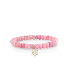 Gold & Enamel Daisy on Mystic Pink Grapolite – Sydney Evan Gold Beaded Bracelets, Diamond Evil Eye, Beads Charm, Aquamarine Beads, Gold Bead Bracelets, Charm Beads, Sydney Evan, 14k Gold Necklace, Diamond Charm