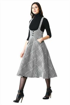 Retro Jumper, Mode Chanel, Jumper Skirt, Full Skirts, Dresses Women, Custom Dresses, Autumn Fashion Women, Winter Fashion Outfits, Sewing Dresses