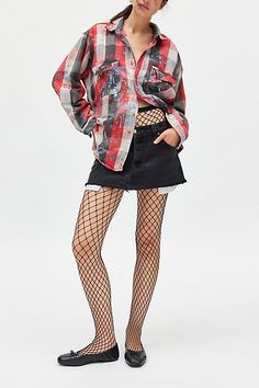 Forever favorite fishnet tights in a soft open-net finish. Features Fishnet tights Iconic netted tights Soft and stretchy Lightweight feel Content + Care 94% Nylon, 6% spandex Hand wash Imported Size + Fit S/M 4'10" -5'6" 90-130lbs L/XL 5'7" -5'6" 130-200lbs | Fishnet Tights in Black, Women's at Urban Outfitters Edgy Mesh Fishnet Tights, Edgy Fishnet Mesh Tights, Edgy Stretch Fishnet Tights, Fall Mesh Stretch Tights, Edgy Fishnet Thigh-high Tights, Trendy Tight Mesh Legwear, Spring Thigh-high Mesh Stockings, Trendy Mesh Stockings For Spring, Trendy Fishnet Mesh Stockings