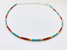 Sunset necklace seed bead choker summer jewelry sunrise | Etsy Multicolor Spacer Beads Jewelry For Summer, Summer Multicolor Jewelry With Spacer Beads, Colorful Tiny Beads Jewelry For Festivals, Colorful Tiny Beads Jewelry For Festival, Summer Festival Jewelry With Spacer Beads, Bohemian Beach Choker With Spacer Beads, Multicolor Turquoise Necklace With Round Beads For Beach, Southwestern Colorful Beads Jewelry For Summer, Multicolor Turquoise Beach Necklace With Round Beads