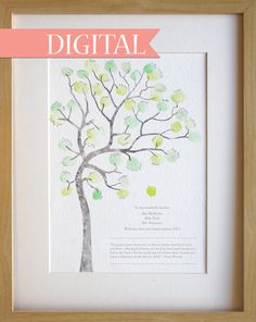 a painting with the words digital painted on it and a tree in front of it