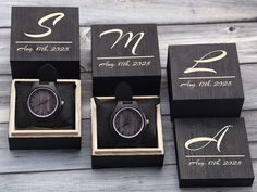 Personalized Wooden Watch, Best Man Watch, Groomsmen Watch, Watches for Men, Engraved Wooden Watch, Bachelor Party Watch, Personalized Gifts, Groomsmen Gifts, Wooden Watch Features: High Quality Soft Leather Strap for your everyday wear. Durable & Long Lasting, Wood watch is guaranteed to be a talking point wherever you go. Item details: Watch band: Leather strap Case back: Wood Movement: Japan quartz movement 2035 Size: Total length 11" (25 cm), Diameter of the dial 1 3/4" (4.2 cm) Note: Due to made from 100% natural wood, there maybe some spots of the wood , but not a quality problem. Color of the pictures may be a little differ from watches you get because of the natural material. How to order： 1) Please choose the option you want from the drop down menu and leave your request in the be Black Analog Watch For Gift, Black Analog Watch Accessories For Gift, Black Analog Watch Accessories As A Gift, Black Analog Watch As Gift, Black Watch Accessories With Date Display For Anniversary, Black Personalized Watch With Round Dial, Father's Day Gift Watch Accessories, Groomsmen Watches, Groomsmen Gifts