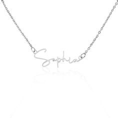 Looking to give your loved one a stylish and personalized gift that will melt their heart? Check out our Signature Script Name Necklace! This adorable custom necklace features a contemporary font that is sure to become a favorite accessory! From a heart-warming holiday present, special occasion gift, or just because, this unique necklace adds a trendy touch to any outfit MADE IN THE USA! The Signature Script Name Necklace features a pretty stylized font, and is available in polished stainless st Contemporary Fonts, Name Necklace Silver, Custom Signature, Signature Necklace, Gold Name Necklace, Custom Name Necklace, Unique Necklace, Luxury Boxes, Polished Stainless Steel