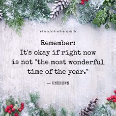 a quote from unknown on christmas saying it's okay if right now is not the most wonderful time of the year