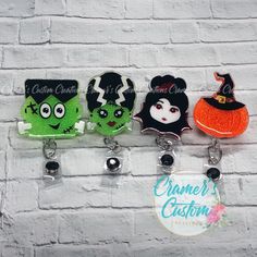 This listing is for a Halloween badge reel. These are made with acrylic blanks and coated with high quality glitter and/or vinyl, and sealed with resin or epoxy. Alligator, Belt/slide clip, and Heavy duty options available. Please specify colors/decal in the personalization section. If not specified, item will come as pictured in the first photo. Please keep in mind the small workable area when asking for personalization. Unless specified, accent jewels will be random and coordinating. Processin Novelty Black Badge Reel For Halloween, Novelty Black Badge Reel Customizable, Customizable Novelty Black Badge Reel, Customizable Black Novelty Badge Reel, Halloween Badge Reel, Acrylic Blanks, Badge Buddy, Custom Badges, Glitter Cups