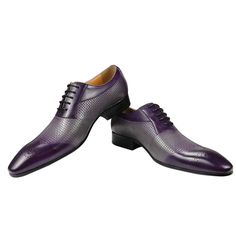 Men's Shoes Stitching Two-tone Brogues Adult Custom LEATHER 38 Two Tone Brogues, Purple Dress Shoes, Dark Brown Dress Shoes, Mens Designer Dress Shoes, Purple Weave, Shoes Office, Shoes Purple, Business Casual Shoes, Oxford Brogues