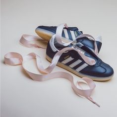 New With Box 100% Authentic Ribbon Laces, Adidas Samba Og, Adidas Originals Women, Lace Sneakers, Swag Shoes, Pink Adidas, Adidas Samba, Black Laces, Nike Dunk