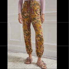 Anthropologie Claudette Floral Joggers Size: Xs Color: Floral/Olive Grey Brand New! Rayon Drawstring Waist Side Slant Pockets Pull On Styling 13” Rise 26.25” Inseam 5.25” Leg Opening Measurements In Shown In Pictures F- 0102 Olive Pants With Elastic Waistband, Casual Floral Print Pants, Casual Floral Print Pants For Daywear, Floral Print Fall Loungewear Bottoms, Fall Floral Print Loungewear Bottoms, Floral Print Bottoms For Fall Loungewear, Floral Print Fall Bottoms For Loungewear, Green Floral Print Pants For Loungewear, Green Floral Print Loungewear Pants