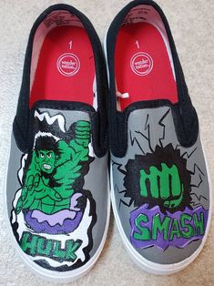 "Please read: Super Hero hand painted shoes Materials: canvas shoes, acrylic paint, textile medium Ships only within the US from Williamsburg VA Shoes are heat cured, protective sprayed and waterproof sprayed. Amazon, Target, Old Navy-(I would recommend) and Van's brand are always white so if you want the rest of the shoe painted black or another color please indicate so in the notes when ordering. Vans brand runs small and more narrow at the toes. Target kids sizes Site says foot length: 13 (ki Iron Man Painting, Walmart Kids, Textile Medium, Target Kids, Old Navy Kids, Williamsburg Va, Target Brands, Hand Painted Shoes, Shoe Last