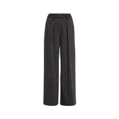 Ulla Johnson "Sylvie" pinstripe suiting pants tailored with front pleats Approx. measurements: 12.0" rise; 32" inseam; 43.125" outseam High rise Back patch pockets Full length Exaggerated wide legs Hook-and-bar, zip closure Wool/cotton/polyester Lining: Polyester Dry clean, professional cleaning recommended Imported Pinstripe Wide Leg Pants For Formal Occasions, Formal Pinstripe Ankle-length Pants, Elegant Pinstripe Dress Pants, Elegant High-waisted Wide Leg Pants With Vertical Stripes, Chic Pinstripe Pants For Formal Occasions, Formal Pinstripe Wide Leg Pants, Elegant Pinstripe Ankle-length Pants, Elegant Pinstripe Ankle-length Bottoms, Elegant Wide-leg Pants With Vertical Stripes