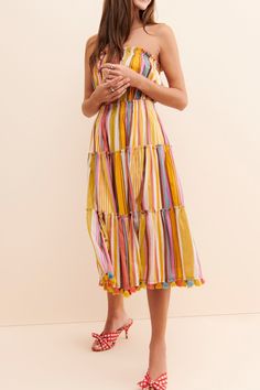 Rent Feliza Tiered Midi Dress from Nuuly. Pick 6 items for $98/month. Free shipping + returns. Striped Sleeveless Dress For Brunch, Sleeveless Striped Dress For Brunch, Striped Tiered Dress For Vacation, Striped Tiered Dresses For Vacation, Chic Striped Tiered Dress, Chic Multicolor Tiered Midi Dress, Striped Sleeveless Midi Dress For Brunch, Striped Midi Sundress, Multicolor Tiered Midi Dress For Brunch