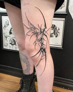 Shin Tattoo, Sharpie Tattoos, Flash Tattoo Designs, Leg Sleeve Tattoo, Knee Tattoo, Music Tattoos, Black Ink Tattoos, Dope Tattoos