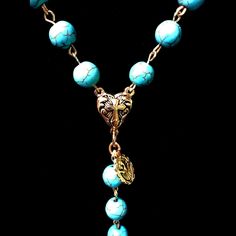 Saint Michael The Archangel, Dove Of Peace, Michael The Archangel, Saint Michael, Our Lady Of Guadalupe, Lady Of Guadalupe, Rosary Necklace, African Turquoise, Patron Saints