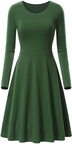 Haute Edition Women's Long Sleeve Solid Color Flared Skater Dress Flared Skater Skirt, Long Sleeve Skater Dress, Midi Dress With Sleeves, Long Sleeve Midi, Amazon Women, Flowing Maxi Dress, Glamorous Evening Gowns, Skater Dress, Swing Dress