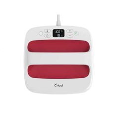 the cricut digital scale is shown with red and white trimmings on it