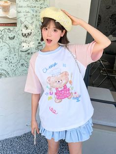 The price is for a T-shirt only, others are not included.  Garment Size   	 		 			Size 			S 			M 			L 		 		 			Full Length 			61.5 			63.5 			65.5 		 		 			Bust 			106 			110 			114 		 		 			Hem Circumference 			109 			113 			117 		 		 			Sleeve Length 			33 			34 			35 		 		 			Cuff 			39 			40.2 			41.4 Fairy Kei Fashion, Kei Fashion, Puppy Prints, Perfect Skin Care Routine, Cute Teddy, Birthday Wishlist, Fleece Coat, Perfect Skin, Green Tops