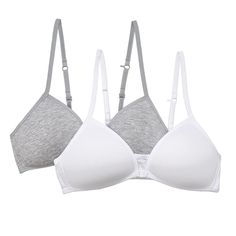 Refresh her basics with the classic style and all-day comfort of these girls' SO wire free front-closure bras. Refresh her basics with the classic style and all-day comfort of these girls' SO wire free front-closure bras. Click on this KIDS APPAREL & SHOES GUIDE to find the perfect fit and more! 2 pack Molded foam cups Wire free Front clasp Adjustable straps convert to racerbackFABRIC & CARE Cotton, spandex Machine wash Imported Size: 32 A. Color: Heather Gray White. Gender: female. Pattern: Solid. Front Close Bra, Front Clasp Bra, Shoes Guide, Free Front, Front Closure Bra, Foam Cups, Kids Pattern, Dress Up Outfits, Southern Belle