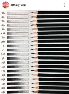 an image of pencils with different colors and sizes on them, all lined up