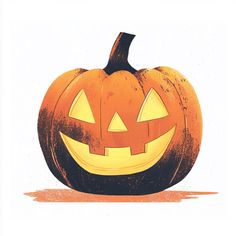 an orange pumpkin with two faces carved into it's sides, on a white background