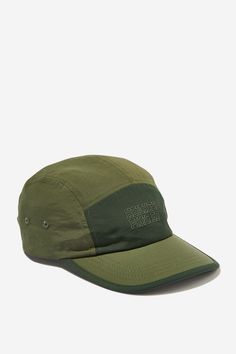 NYLON 5 PANEL HAT Green Six-panel Baseball Cap For Outdoor Activities, Functional Green Snapback Hats, Functional Green Hats For Streetwear, Green Nylon Sports Hat, Green Sporty Hat For Outdoor Activities, Sporty Green Hat For Outdoor Activities, Sporty Green Snapback Hat For Outdoor, Sporty Green 5-panel Hat, Functional Green Six-panel Hat