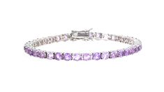 Ross-Simons - 7.75 ct. t. w. Amethyst Tennis Bracelet in Sterling Silver. 8". Classic meets vibrant in this vivid purple tennis bracelet. Sterling silver settings host 7.75 ct. t. w. of sparkling amethyst rounds. Double-latch safety. Box clasp, purple amethyst tennis bracelet. Amethyst birthstones are the perfect gift for February birthdays. Purple Jubilee Tennis Bracelet, Purple Gemstone Round Tennis Bracelet, Purple Gemstone Tennis Bracelet, Purple Round Tennis Bracelet For Formal Occasions, Safety Box, Amethyst Birthstone, February Birthday, Box Clasp, Bracelet Sterling Silver