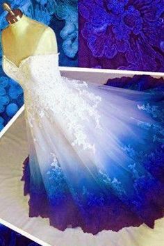 Wedding Dress With Purple And Teal Accents, Prom Dresses Strapless, Dress With Applique, Popular Prom Dresses, Ombre Prom Dresses, White Bridal Dresses, Strapless Evening Dress, Formal Ball Gown, 파티 드레스