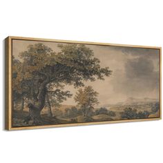 an oil painting on canvas of a wooded landscape