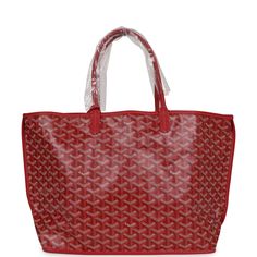 This Goyard Red Anjou PM Bag is in Goyardine Canvas with palladium hardware, tonal stitching, red Chevroches Calfskin lining, and a detachable red coin purse.This bag is reversible.Origin: FranceCondition: New and never wornAccompanied by: Goyard dustbag, retail UPC, removable pouchMeasurements: 18.5" x 11" x 5.9" ; 7.5" shoulder strap Red Luxury Bags With Leather Handles, Luxury Red Bags With Leather Handles, Luxury Red Bags With Leather Lining, Red Shopping Bags With Palladium Hardware, Luxury Red Shoulder Bag For Everyday, Red Travel Bags With Palladium Hardware, Red Tote Bag With Palladium Hardware, Luxury Red Shoulder Bag With Palladium Hardware, Red Tote Shoulder Bag With Palladium Hardware