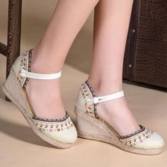 wickedafstore Daylight Espadrilles Platform Wedges Casual Wedge Sandals With Heel Strap And Round Toe, Casual Closed Toe Espadrilles With Heel Strap, Beige Medium Width Wedge Sandals With Round Toe, Spring Wedge Sandals With Cushioned Footbed And Round Toe, Synthetic Wedge Sandals With Buckle Closure, Synthetic Wedge Sandals With Buckle Closure And Round Toe, Casual Espadrilles With Heel Strap And Round Toe, Ankle Strap Espadrilles With Buckle Closure, Cream Wedge Sandals With Round Toe