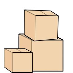 three cardboard boxes stacked on top of each other