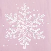 a snowflake with words written in white on a pink background that says it all