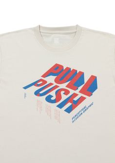 a white t - shirt with blue, red and pink letters