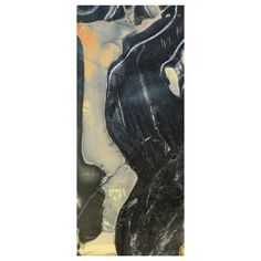 an abstract painting with black, yellow and white colors on the bottom half of it