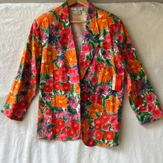 So Cool!! Brand New, Deadstock, Tags Attached! Vintage, Women's Jacket, Cathy Daniels, Floral, One Button, Pockets, Cuffed Sleeves, 100% Cotton, Shoulder Pads, Pink, Green, Purple, Vintage, Vintage Jacket, Floral Jacket, Floral Blazer, Jacket, Blazer, 80s, 80s Tyle, 80s Aesthetic, Floral, 80s Fashion, Vintage Blazer, Jacket, Cotton Jacket, Cotton Blaze, Vintage Cotton, Cotton, Oversized, Oversized Jacket Multicolor Long-sleeved Outerwear For Brunch, Multicolor Long Sleeve Outerwear For Brunch, Vintage Multicolor Blazer For Spring, Spring Vintage Multicolor Blazer, Spring Cotton Blazer With Floral Print, Spring Cotton Floral Print Blazer, Spring Multicolor Cotton Blazer, Spring Floral Print Cotton Blazer, Spring Daywear Long Sleeve Blazer