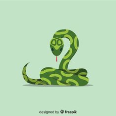 a green snake with its tongue out and it's head in the shape of a number