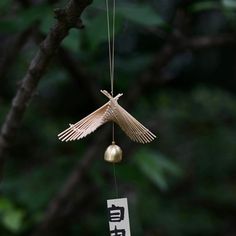 an ornament hanging from a tree branch