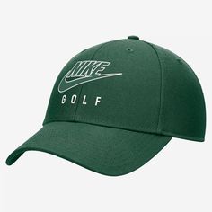 the nike golf hat is green and white