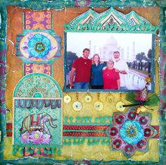 the family is posing for a picture in front of the tajwak wall